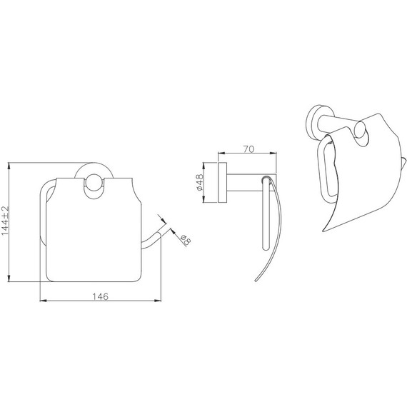 Держатель для туалетной бумаги Aquatek Вега AQ4009MB, цвет чёрный матовый - фото 2