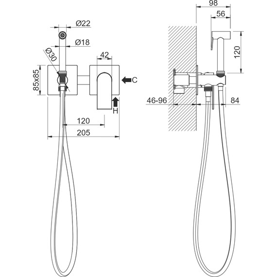 Набор для гигиенического душа Aquatek Лира AQ1420CR (со скрытой частью) - фото 5