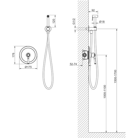 Набор для гигиенического душа Aquatek Классик AQ1519PG (со скрытой частью) золото - фото 8