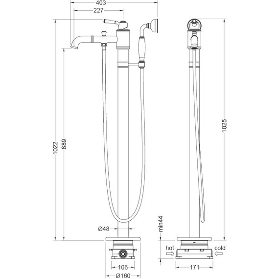 Смеситель для ванны Aquatek Классик AQ1545MB, чёрный матовый, Цвет производителя: чёрный матовый - фото 8