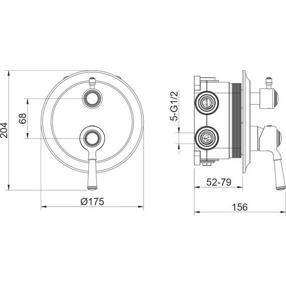 Смеситель для ванны Aquatek Классик AQ1547MB (со скрытой частью) чёрный матовый, Цвет производителя: чёрный матовый - фото 4
