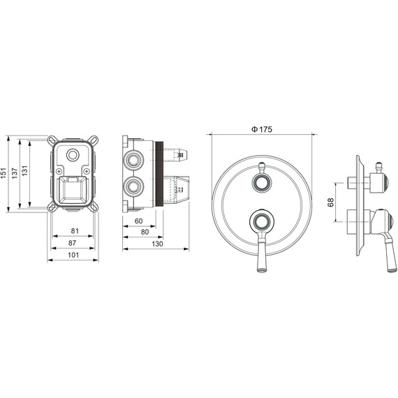Смеситель для ванны Aquatek Классик AQ1547CR (со скрытой частью), Цвет производителя: хром - фото 3