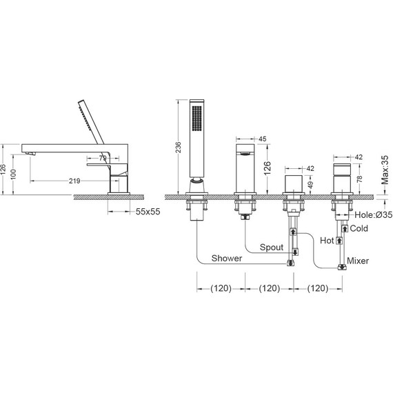 Смеситель для ванны Aquatek Либра AQ1648MB, чёрный матовый, Цвет производителя: чёрный матовый - фото 13