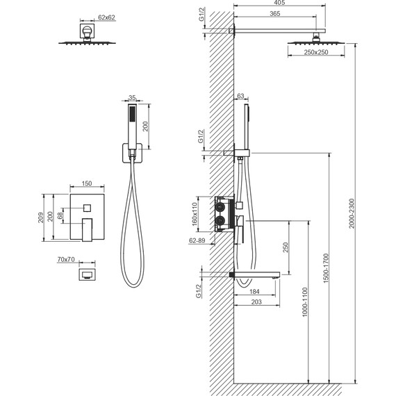 Душевая система для ванны Aquatek Либра AQ1673CR (со скрытой частью), Цвет производителя: хром - фото 6