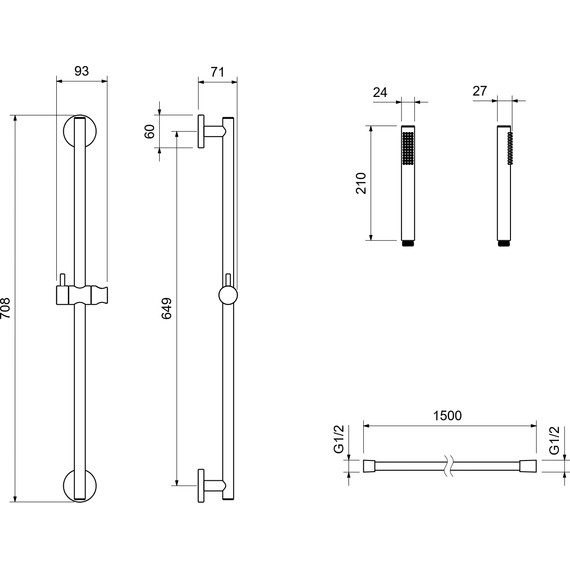 Душевой гарнитур Aquatek Европа AQ2012MB, чёрный матовый - фото 2