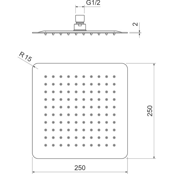 Верхний душ Aquatek 250x250 мм AQ2072MB, чёрный матовый - фото 9