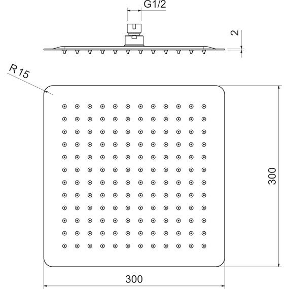 Верхний душ Aquatek 300x300 мм AQ2074MB, чёрный матовый - фото 8