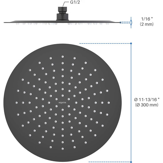 Верхний душ Aquatek 300x300 мм AQ2075MB, чёрный матовый - фото 7