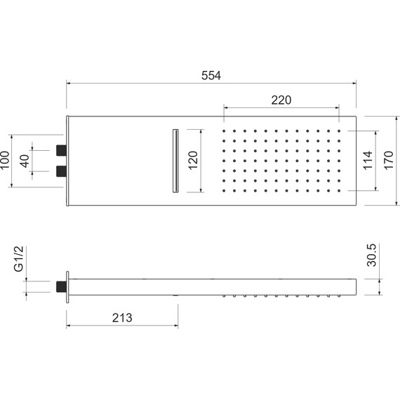 Верхний душ Aquatek 170x554 мм AQ2085CR - фото 4
