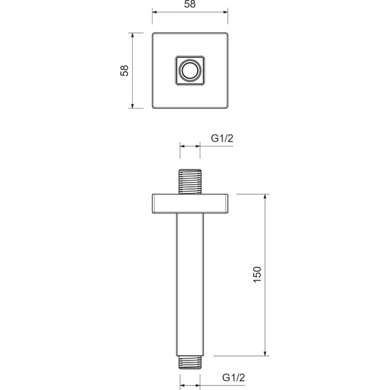 Кронштейн потолочный для верхнего душа Aquatek AQ2172MB, чёрный матовый - фото 4