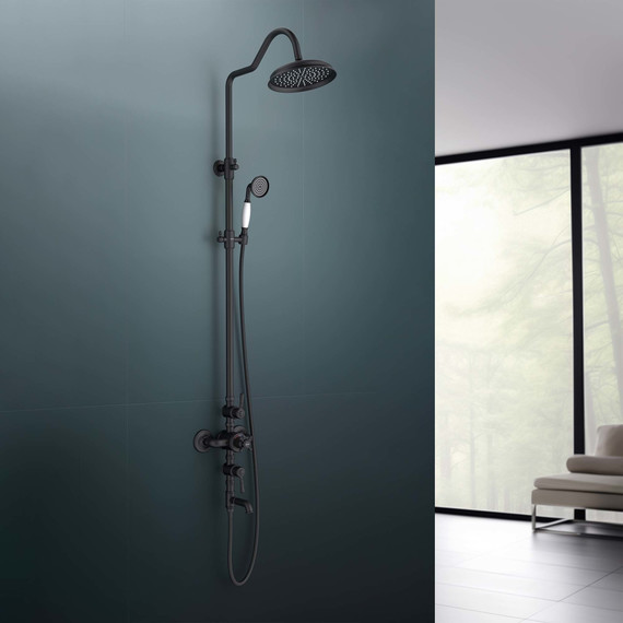 Душевая стойка с термостатом Aquatek Классик AQ2543MB, чёрный матовый, Цвет производителя: чёрный матовый - фото 9