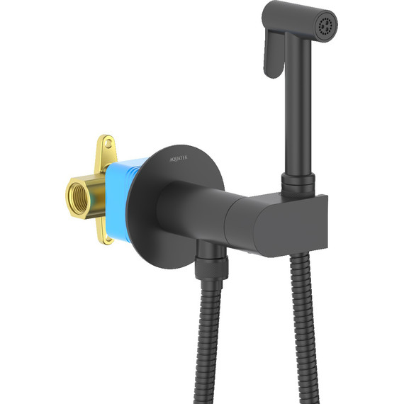 Гигиенический душ Aquatek Оберон AQ1024MB (со скрытой частью и с прогрессивным картриджем) чёрный матовый - фото 3