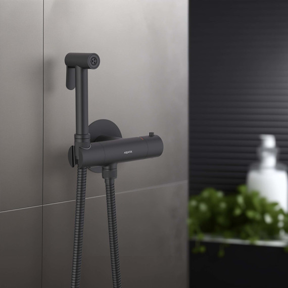 Набор для гигиенического душа Aquatek Оберон AQ1027MB (со скрытой частью) чёрный матовый - фото 6