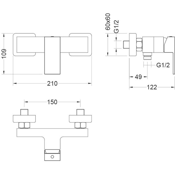 Набор смесителей 3 в 1 для душа Aquatek Либра AQ1631MB, чёрный матовый, Цвет производителя: чёрный матовый - фото 7