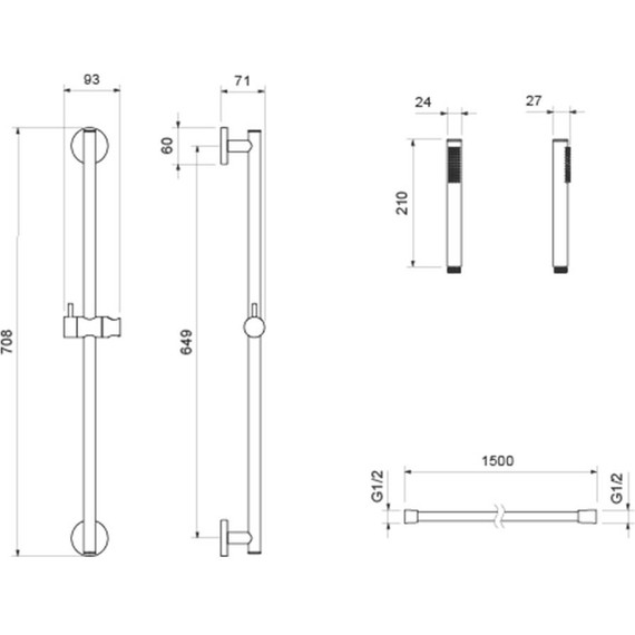 Набор смесителей 3 в 1 для ванны с коротким изливом Aquatek Европа AQ1330MB, чёрный матовый, Цвет производителя: чёрный матовый - фото 6