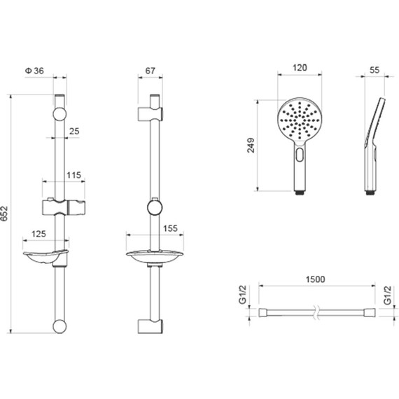 Набор смесителей 3 в 1 для душа Aquatek Оберон AQ1231MB, чёрный матовый, Цвет производителя: чёрный матовый - фото 7