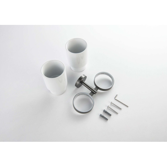 Стакан двойной для зубных щеток Aquatek Бетта AQ4617BGM, цвет оружейная сталь - фото 3