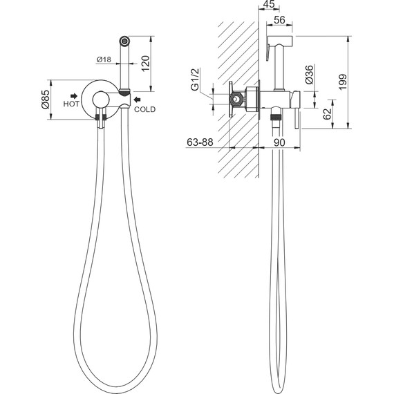 Набор для гигиенического душа Aquatek Европа AQ1021BGM (со скрытой частью) оружейная сталь - фото 3