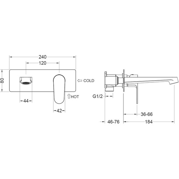 Смеситель для раковины настенный Aquatek Оберон AQ1213BG, золото шлифованное, Цвет производителя: золото шлифованное - фото 3