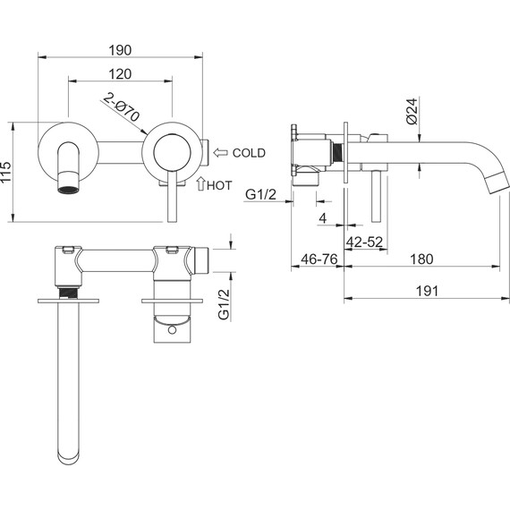 Смеситель для раковины настенный Aquatek Европа AQ1313BG, золото шлифованное, Цвет производителя: золото шлифованное - фото 12