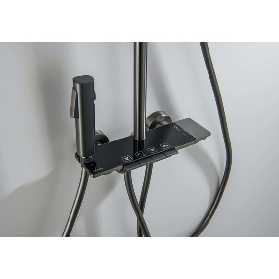 Душевая стойка Aquatek Поларис AQ3040BGM (с гигиеническим душем) оружейная сталь, Цвет производителя: оружейная сталь - фото 11