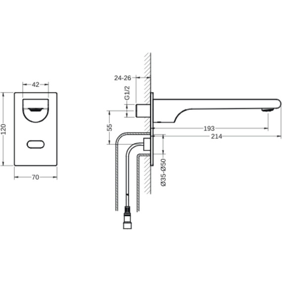 Смеситель для раковины электронный настенный Aquatek Лира AQ5413CR - фото 3