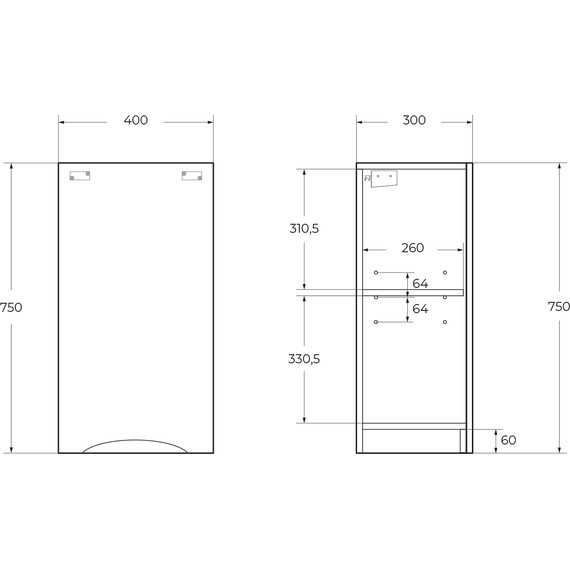 Шкаф подвесной BelBagno FLY-MARINO-750-1A-SC-BL-P-R 40 см, правый, Bianco Lucido - фото 8