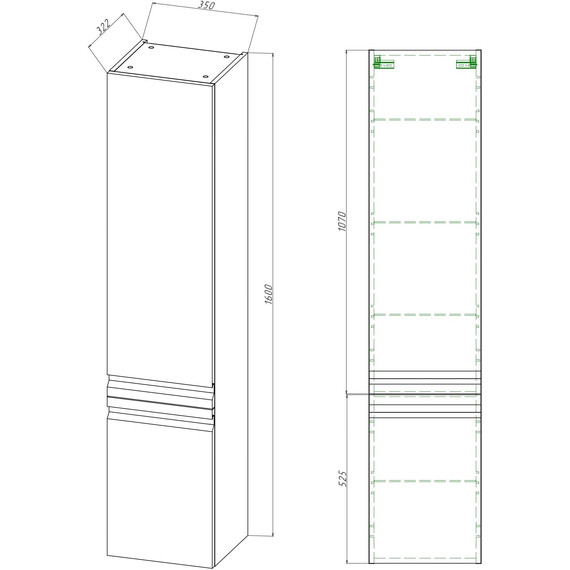 Пенал подвесной Aquatek 35 см AQ70035L-MW, белый матовый - фото 4