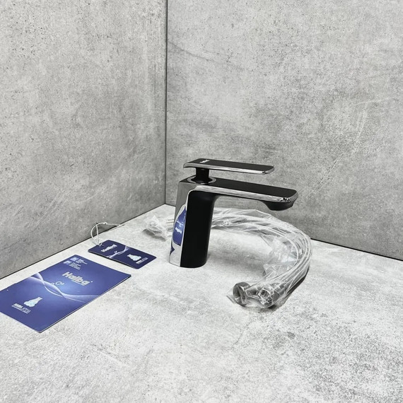 Душевой комплект Haiba: Душевая стойка HB24548-7 + смеситель для раковины HB10548-7, цвет чёрный/хром - фото 4