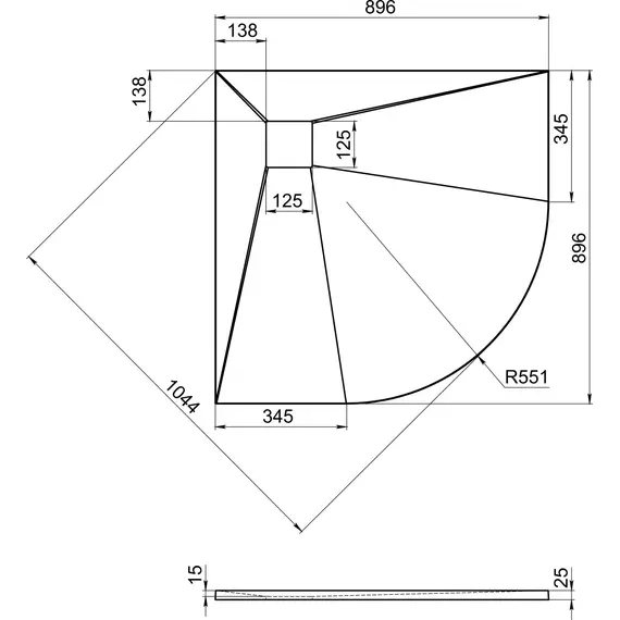 Каменный поддон Bas Essentia 90x90 см, графит (полукруглый) - фото 5