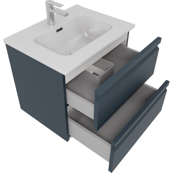 Тумба подвесная с раковиной Aquatek 60 см AQ77060-MG, серый матовый - фото 2