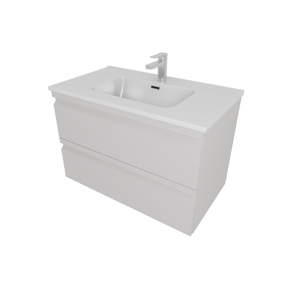 Тумба подвесная с раковиной-столешницей Aquatek 80 см AQ77080-LG, серый туман - фото 