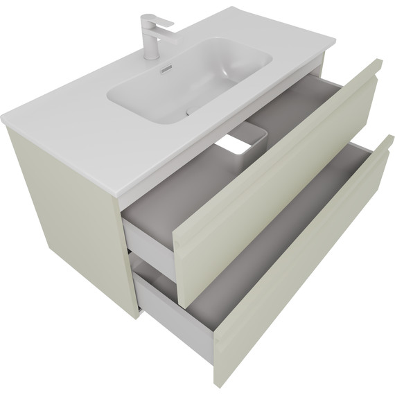 Тумба подвесная с раковиной-столешницей Aquatek 100 см AQ77100-GS, шалфей зеленый - фото 2