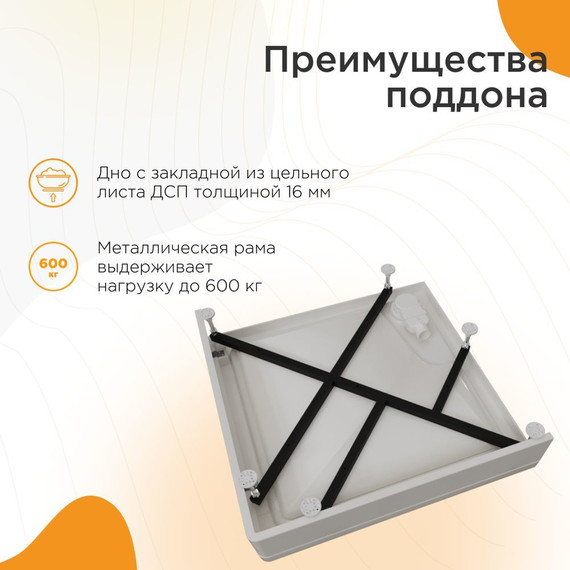 Поддон акриловый Радомир Берген SQ 80х80 см (сифон хром) - фото 4