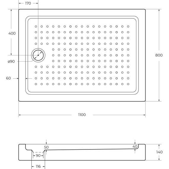 Акриловый поддон Cezares TRAY-A-AH-110/80-15-W 110х80 см - фото 3