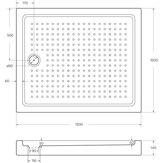 Акриловый поддон Cezares TRAY-A-AH-120/100-15-W 120х100 см - фото 3
