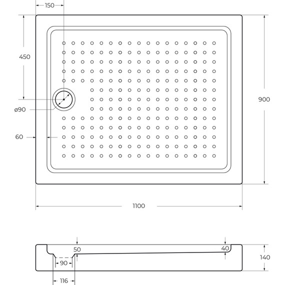 Акриловый поддон Cezares TRAY-A-AH-110/90-15-W 110х90 см - фото 3