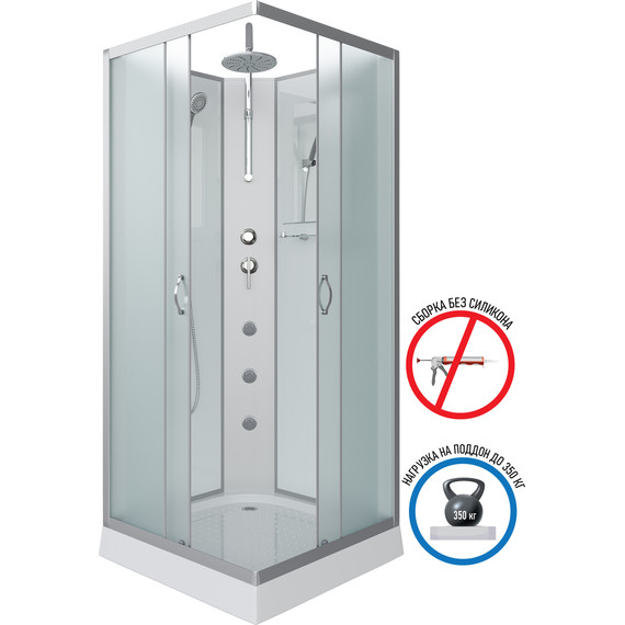 Гидробокс Niagara 90x90 см 11011423BKTG, серебро/матовое - фото 