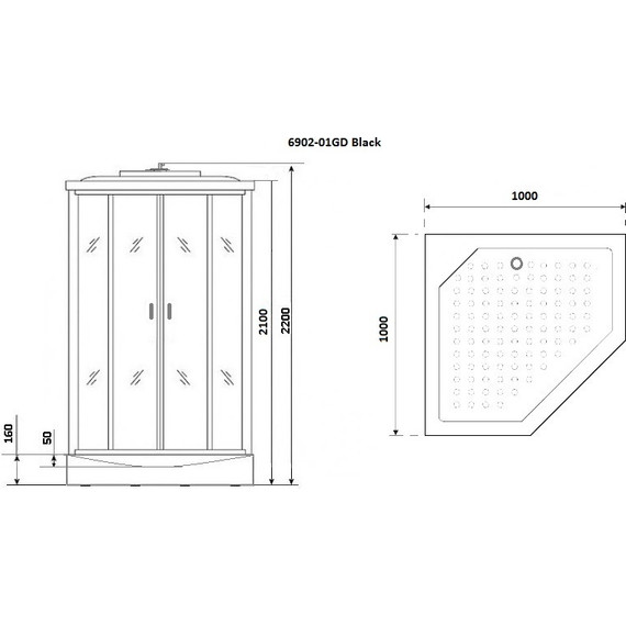 Гидробокс Niagara 100x100 см 69020134GDBLACK, чёрный/тонированное - фото 14