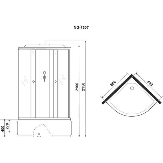Душевая кабина Niagara 80x80 см 7507, хром/узор - фото 4