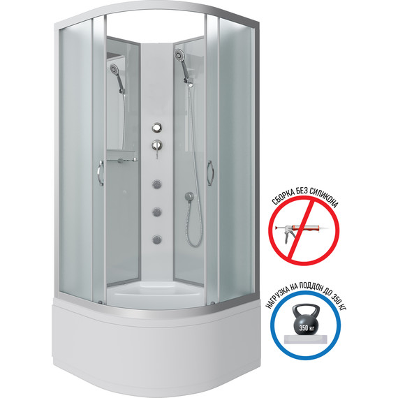 Гидробокс Niagara 90x90 см 23081424BKG, серебро/матовое - фото 