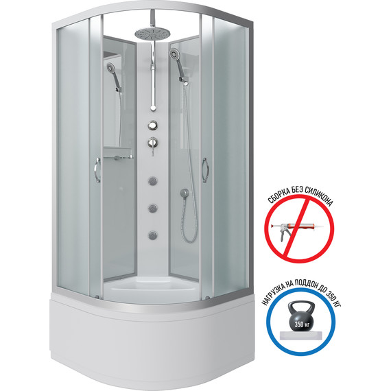 Гидробокс Niagara 90x90 см 23081424BKTG, серебро/матовое - фото 