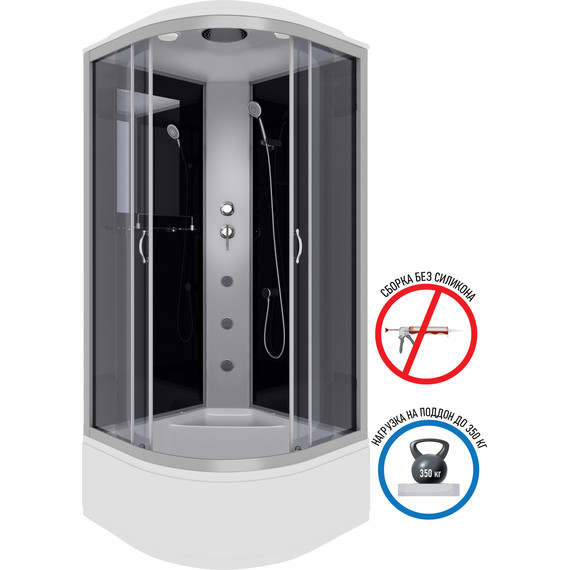 Гидробокс Niagara 80x80 см 25071434G, серебро/тонированное - фото 