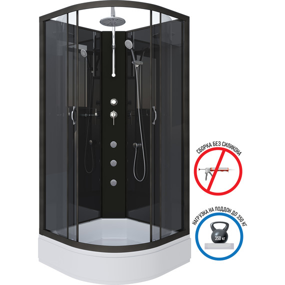 Гидробокс Niagara 90x90 см 65011434BKTG, чёрный/тонированное - фото 