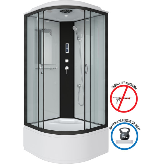Душевая кабина Niagara 80x80 см 67071414P, чёрный/прозрачное - фото 