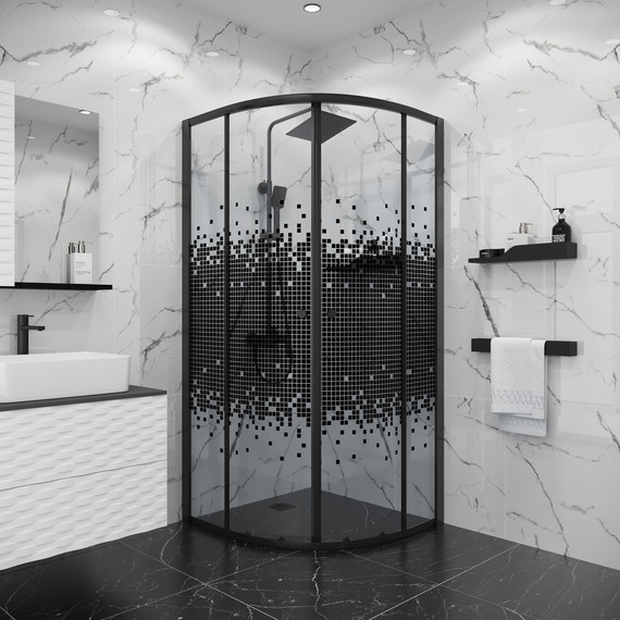 Душевое ограждение Niagara Eco 90x90 см NG-1007-14BLACK, чёрный матовый/мозаика - фото 