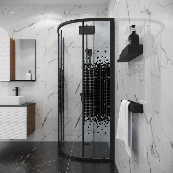 Душевое ограждение Niagara Eco 90x90 см NG-1007-14BLACK, чёрный матовый/мозаика - фото 4