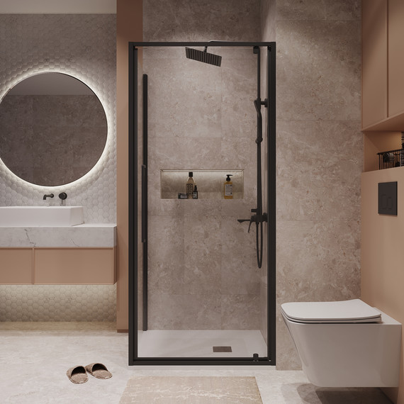 Душевое ограждение Niagara Nova 90x80 см NG-85-9AB-A80B-34, чёрный матовый/прозрачное - фото 4