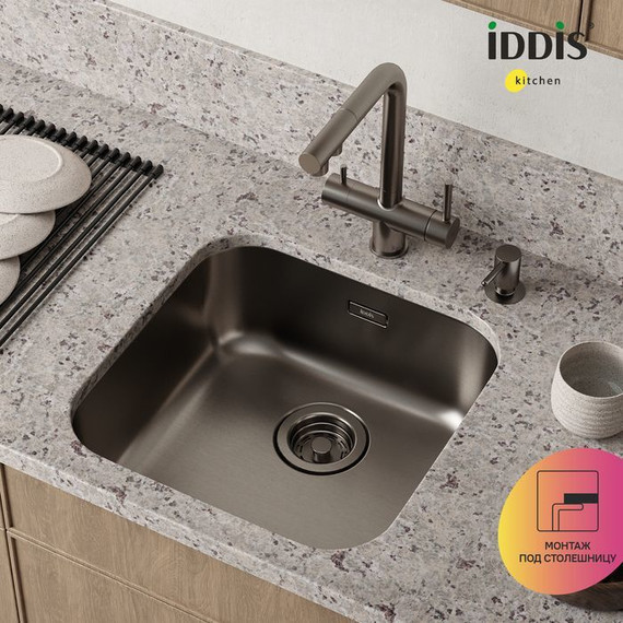 Кухонная мойка Iddis Mate MAT44GMi77, графит матовый - фото 4