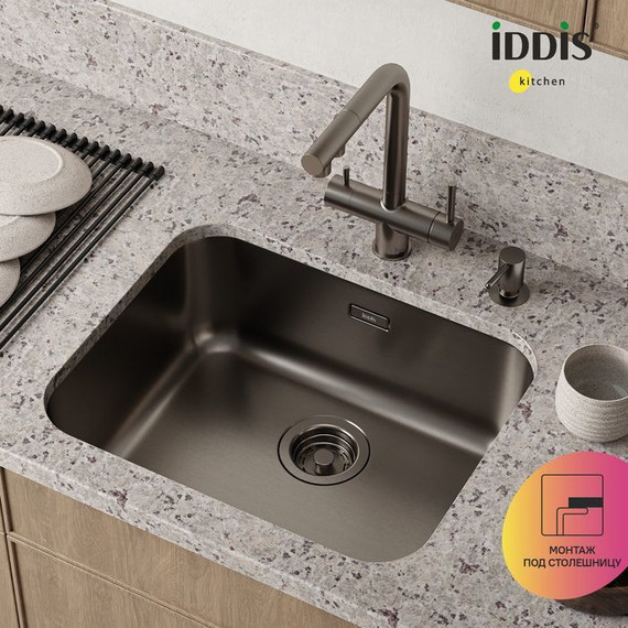 Кухонная мойка Iddis Mate MAT53GMi77, графит матовый - фото 4